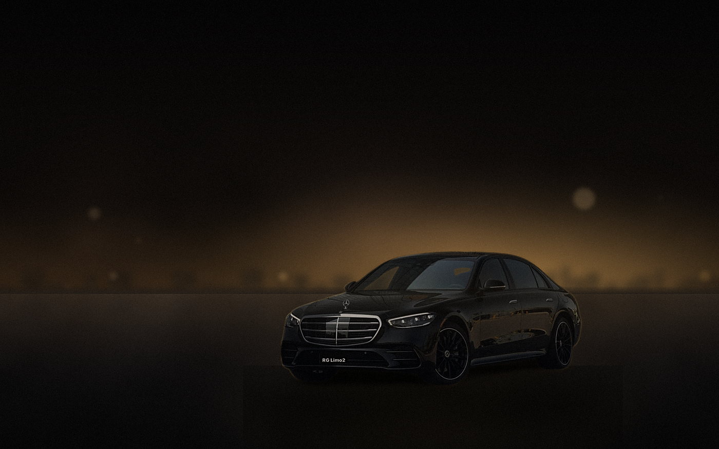 Black Mercedes-Benz S-Class sedan parked under warm light on a quiet Los Angeles street after a late airport run