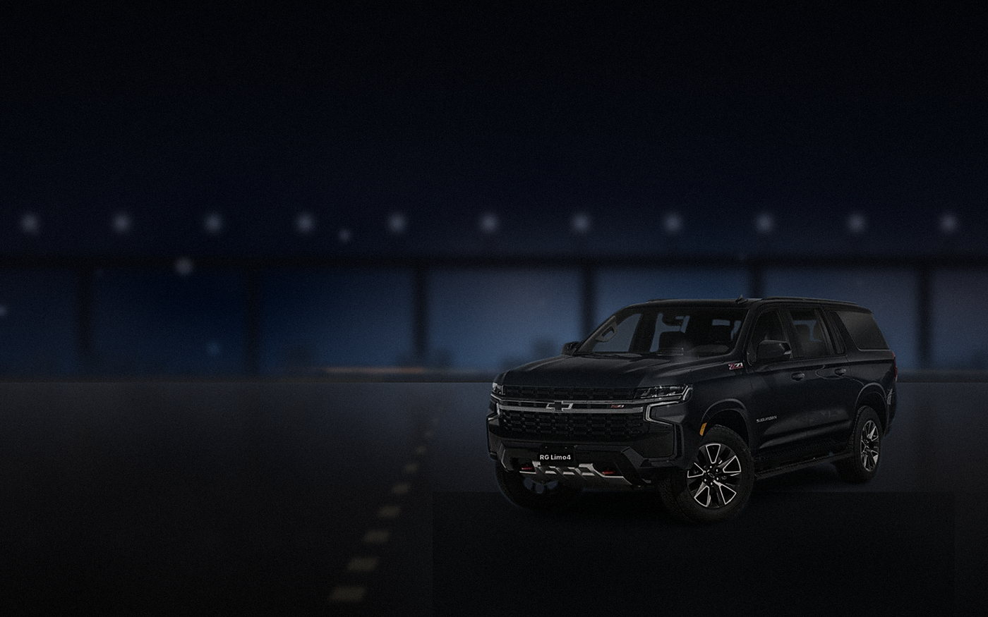 Black Chevrolet Suburban on the freeway to Inglewood with match traffic streaming past