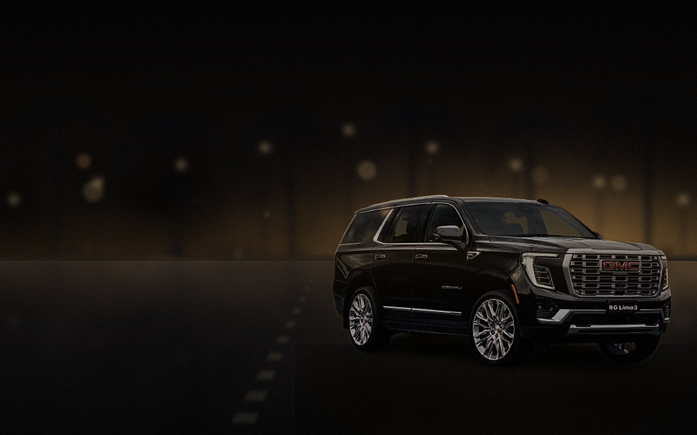 Black GMC Yukon Denali on a Los Angeles boulevard in warm evening light