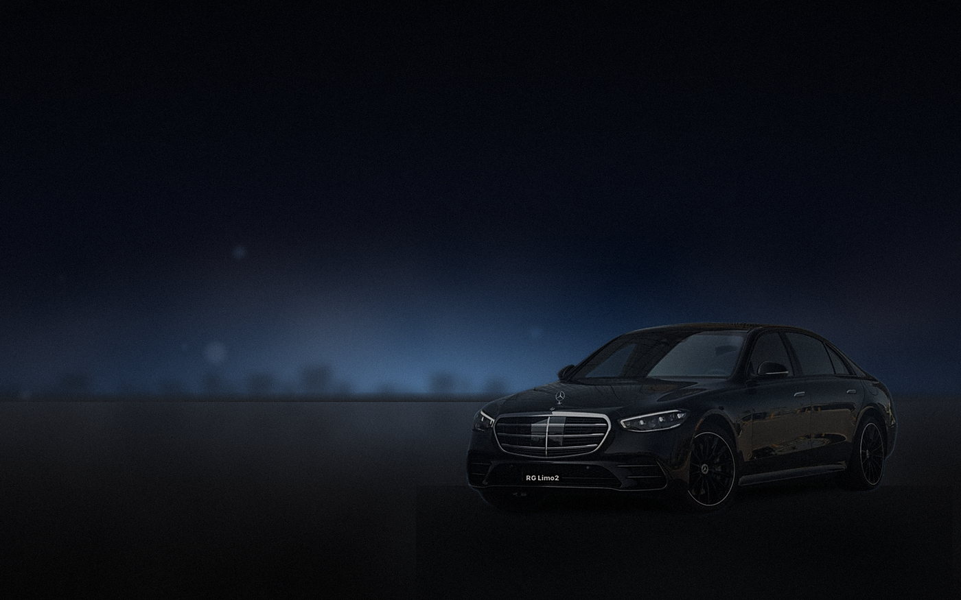 Black Mercedes-Benz S-Class sedan waiting on a quiet Los Angeles street late at night