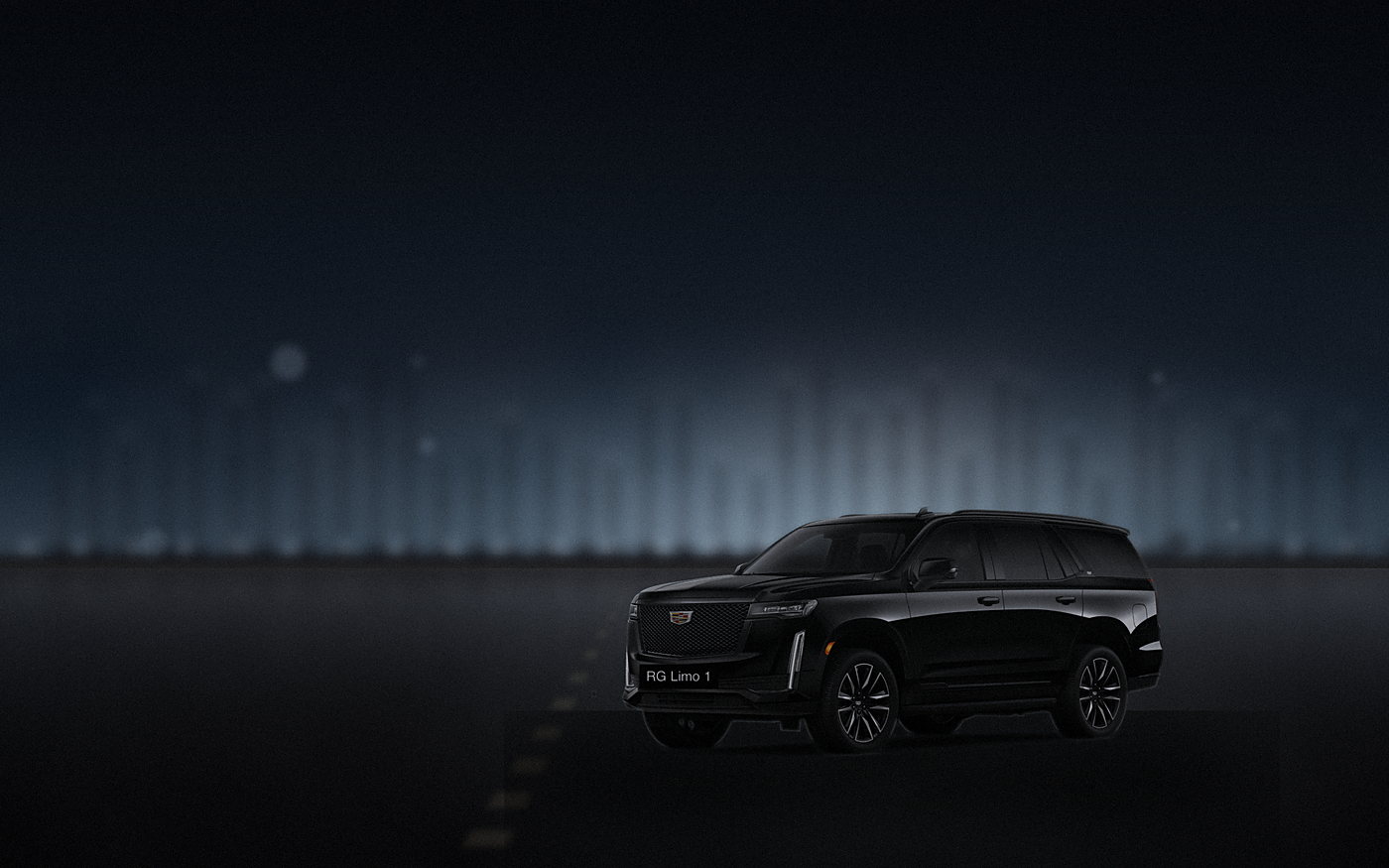 Black Cadillac Escalade waiting by the water at a Southern California wedding venue