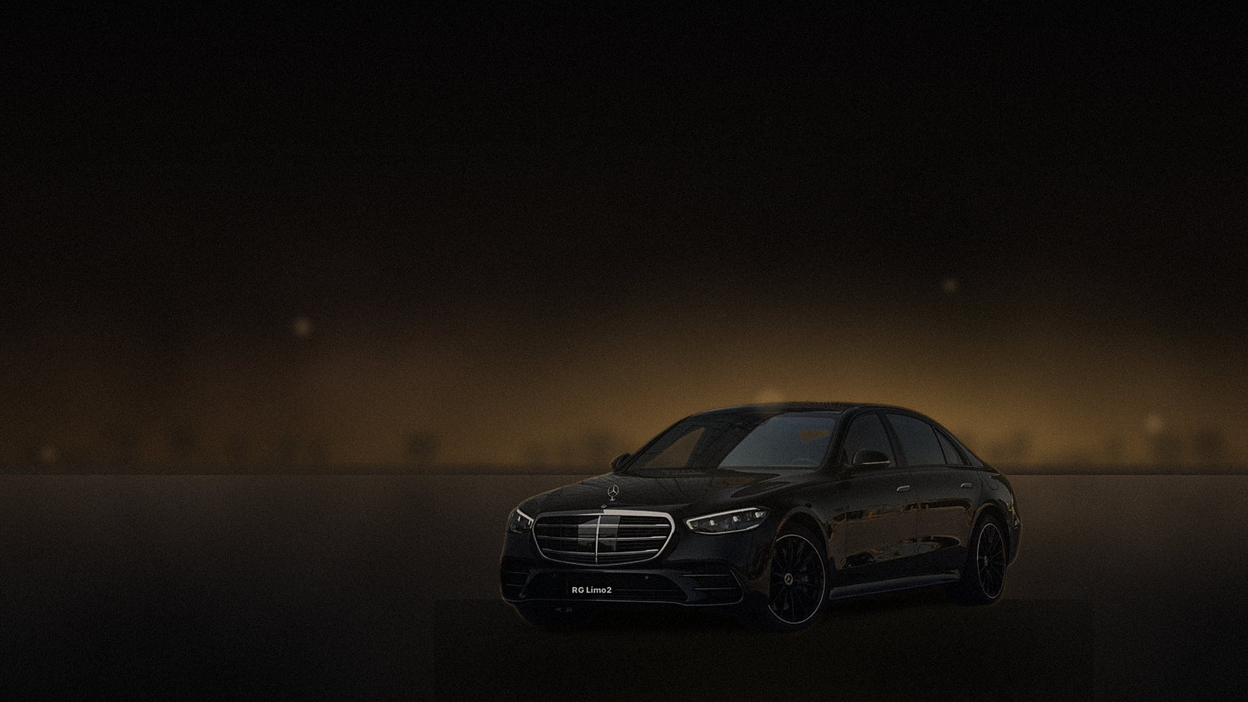 Black Mercedes-Benz S-Class sedan idling under a single warm streetlight in Los Angeles while a booking is confirmed