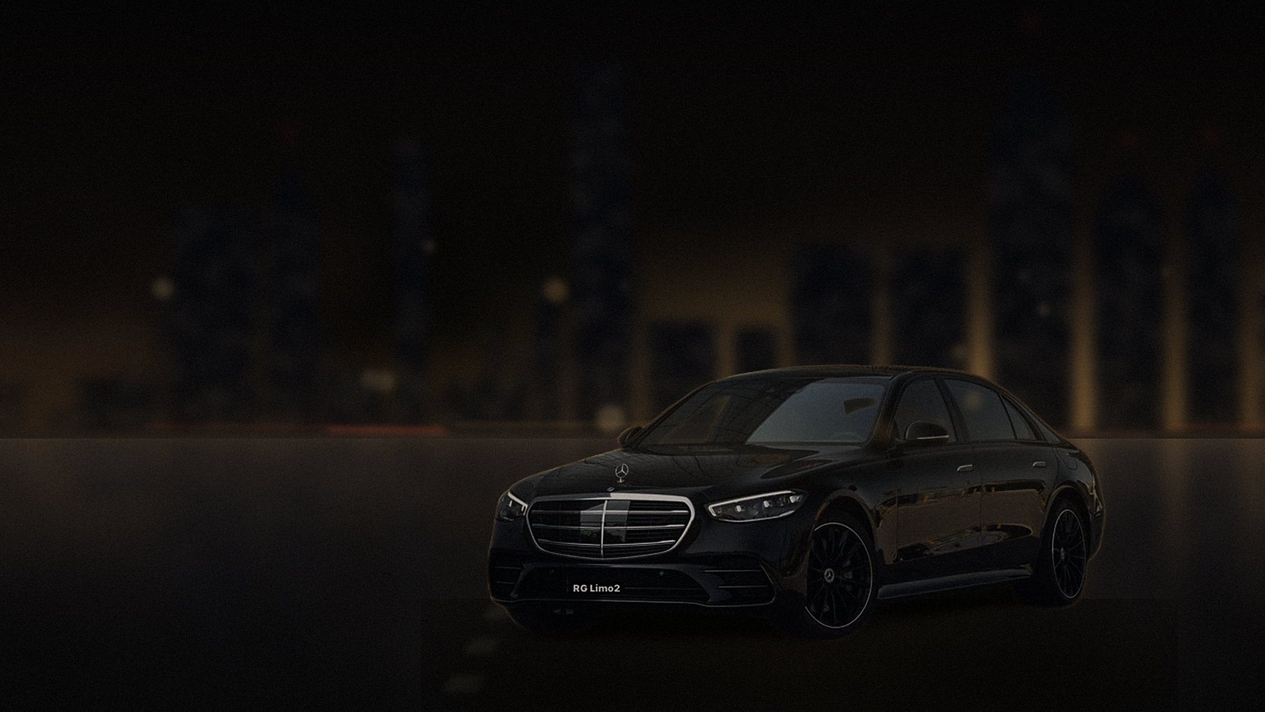 Black Mercedes-Benz S-Class sedan at a downtown Los Angeles conference entrance during an evening arrival window