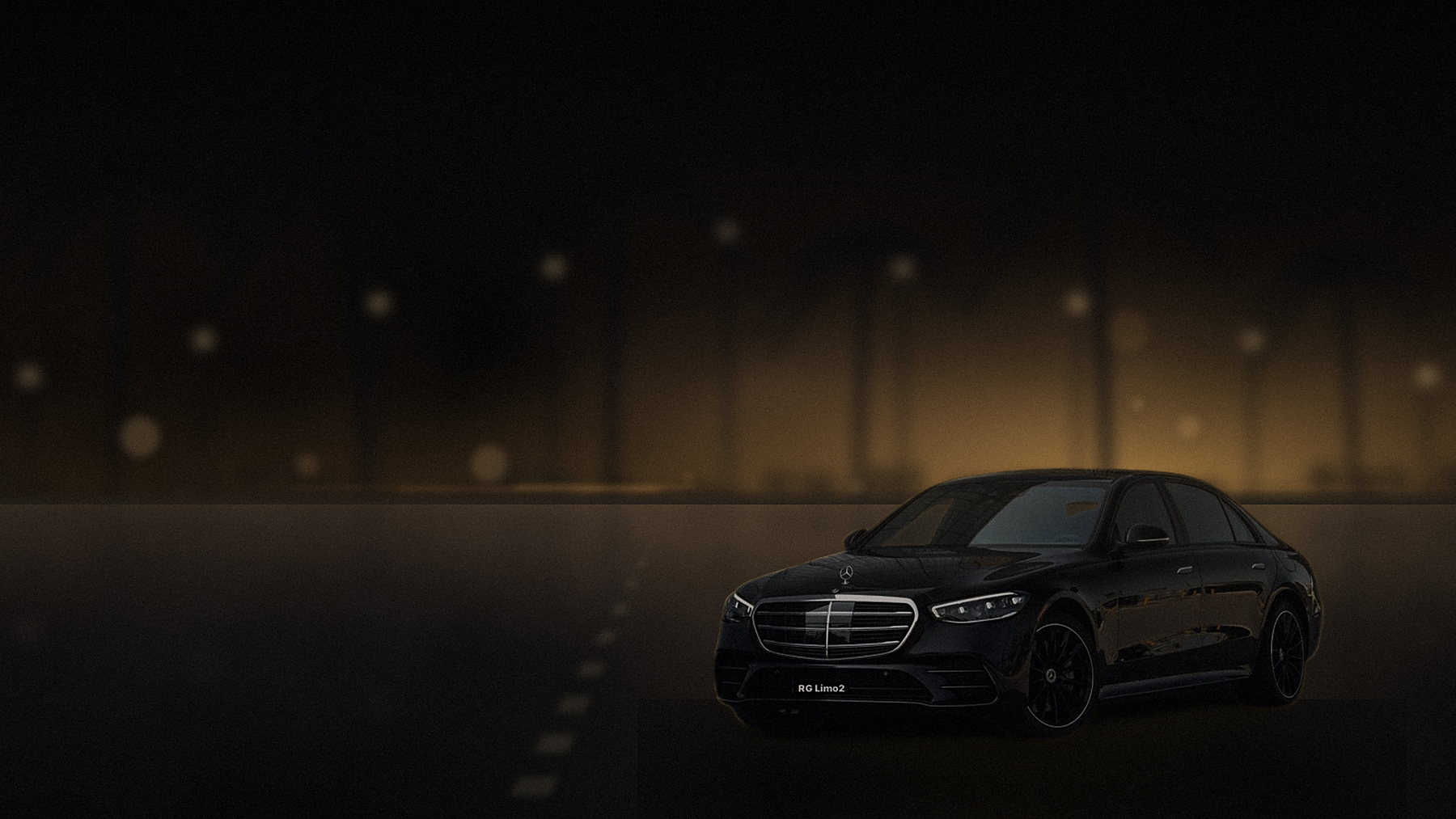 Black Mercedes-Benz S-Class sedan on a Beverly Hills street at night before the run down to LAX