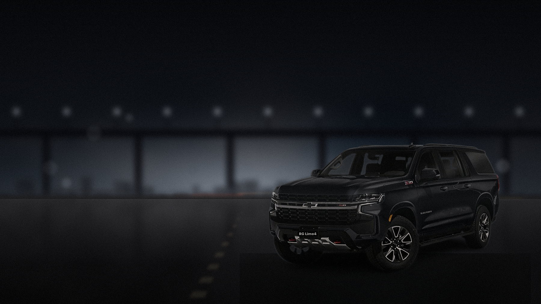 Black Chevrolet Suburban on the 405 north out of Irvine in early-morning light