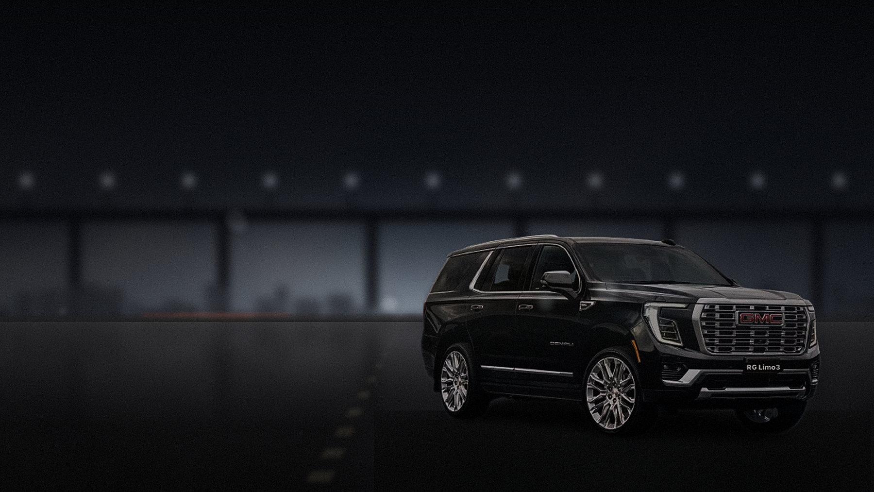 Black GMC Yukon Denali heading south out of Los Angeles toward Orange County at first light