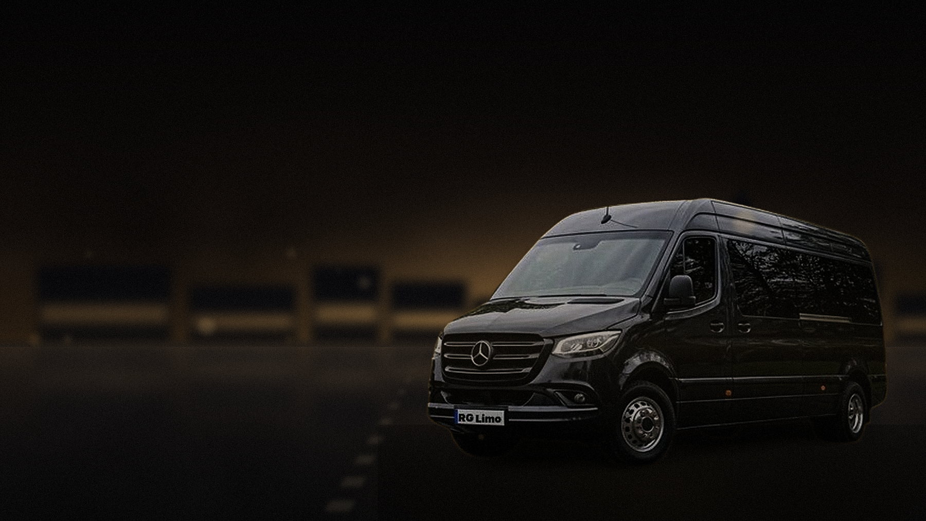 Black Mercedes-Benz Sprinter van outside a Los Angeles production lot during a brand activation