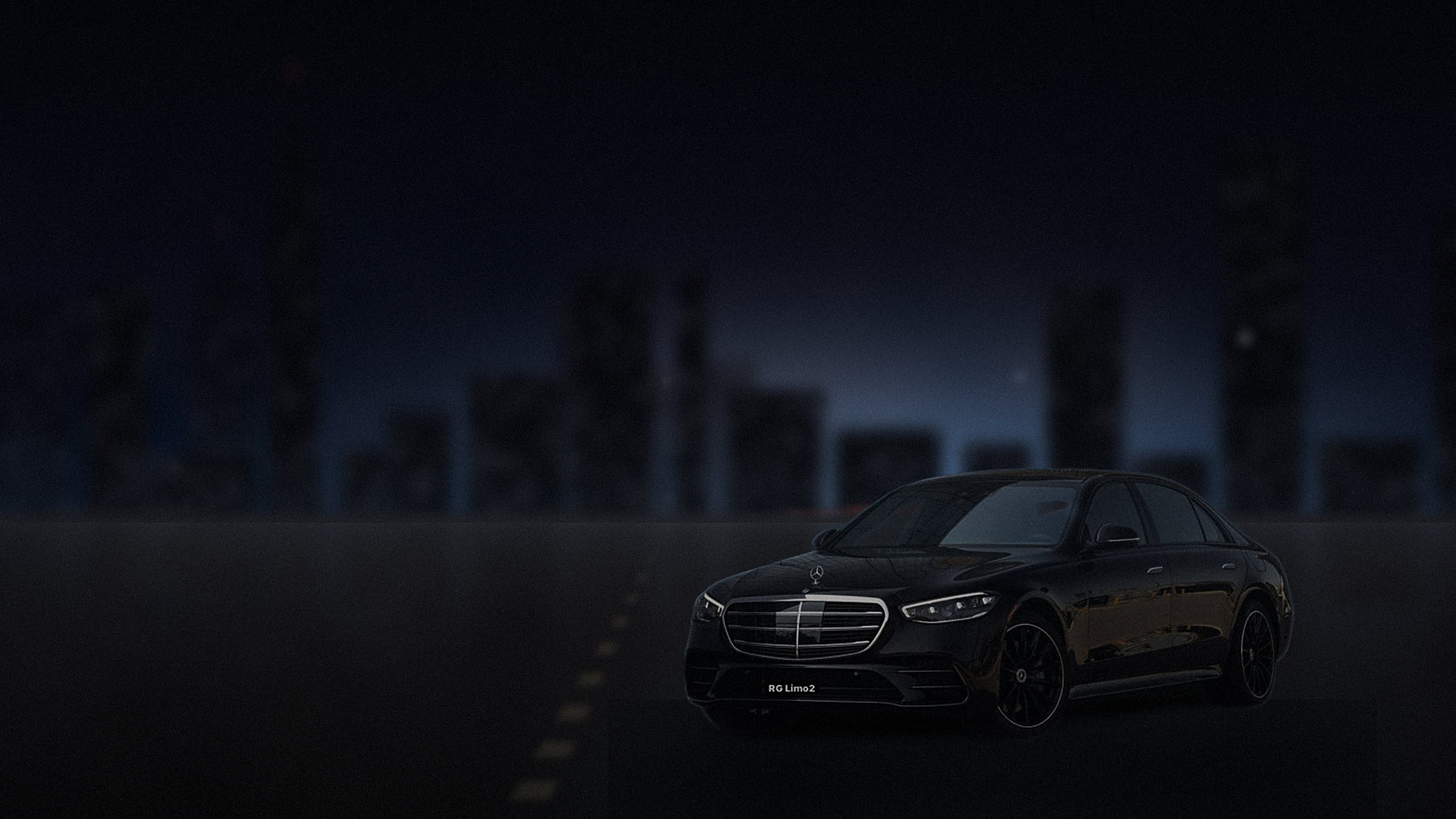 Black Mercedes-Benz S-Class sedan outside a downtown Los Angeles office tower on an early corporate run