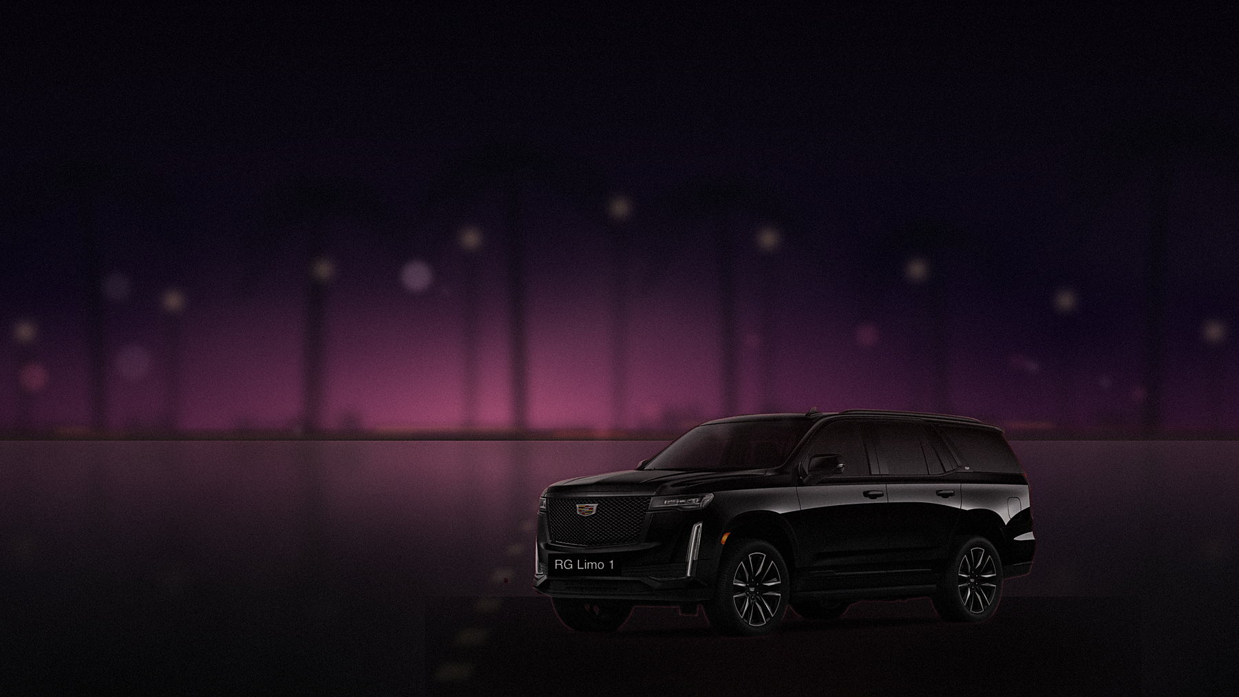 Black Cadillac Escalade held at the kerb on an hourly booking in Los Angeles at night