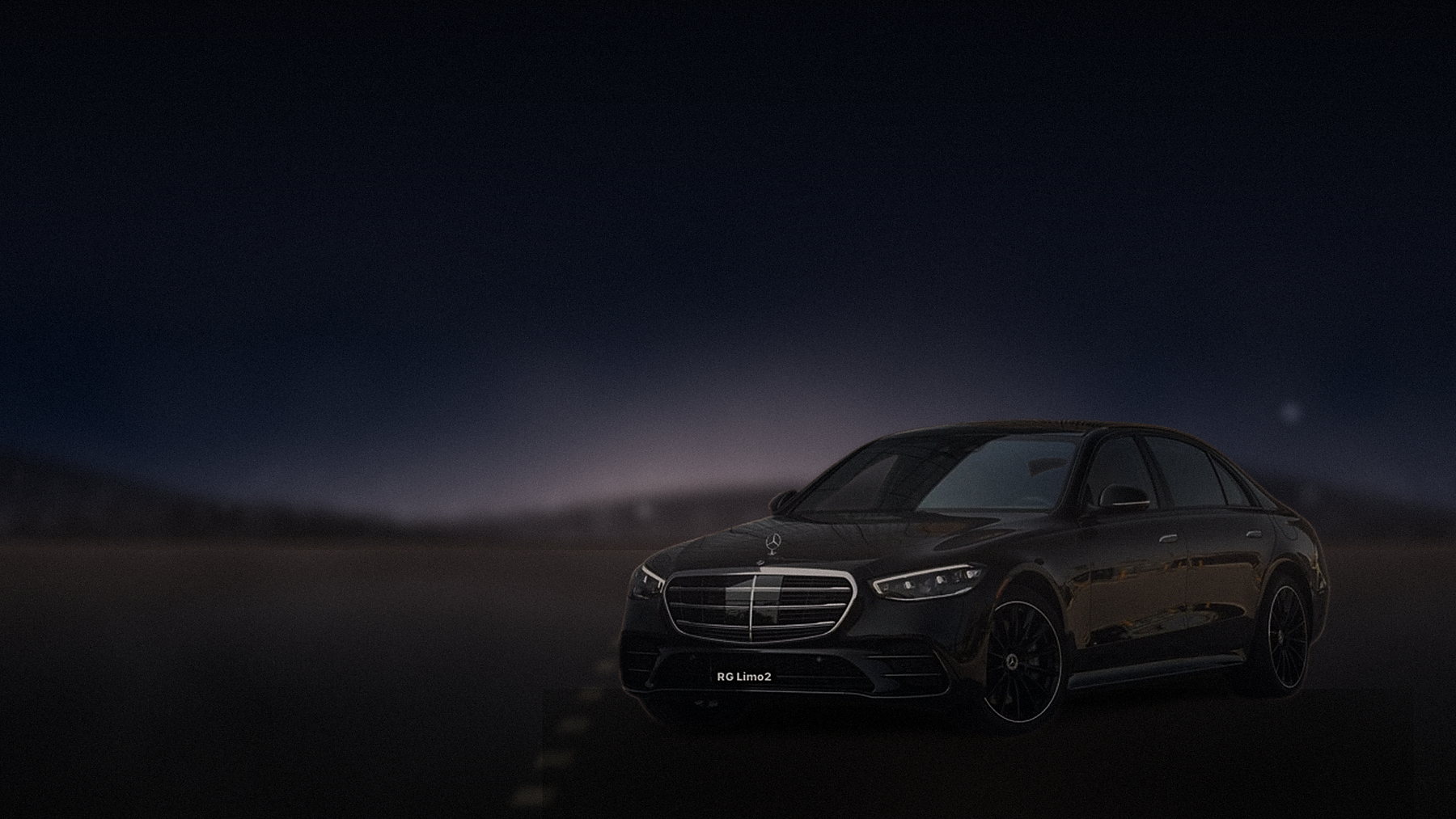 Black Mercedes-Benz S-Class sedan outside a Los Angeles wedding venue in soft early light